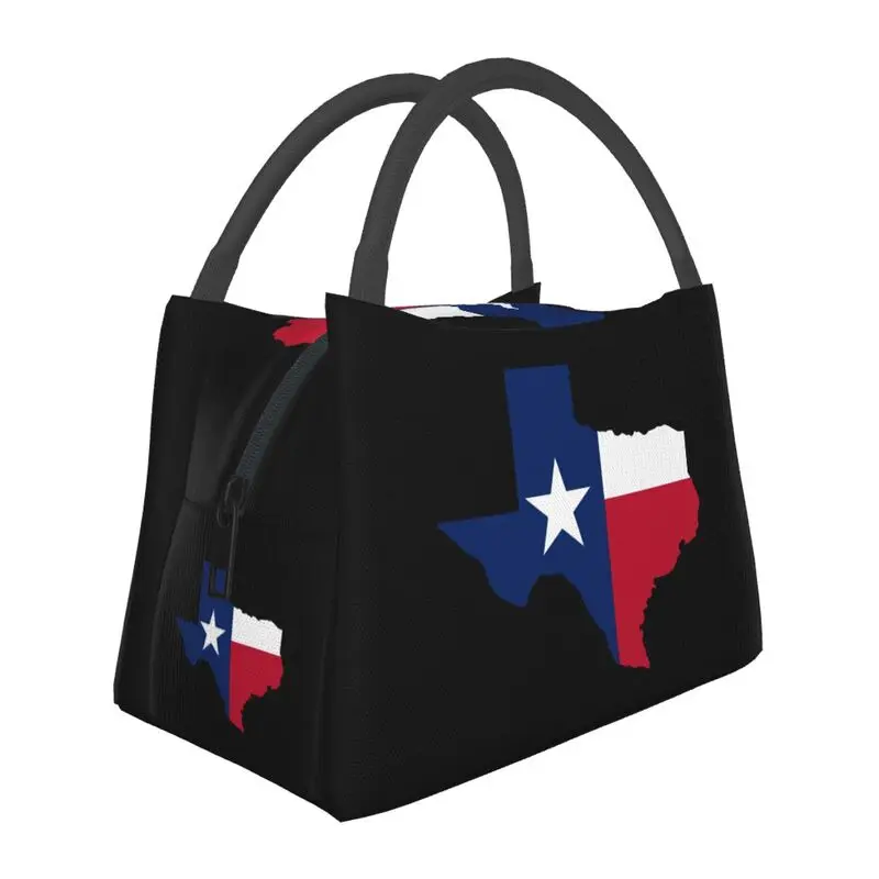 

Texas Map Flag Insulated Lunch Bag for Women Waterproof Western Texas Star Cooler Thermal Lunch Tote Office Picnic Travel