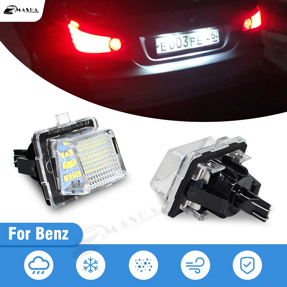 

2Pcs LED Car Number License Plate Lights Lamps White For Benz W204 (5D) W207 W212 W216 W221