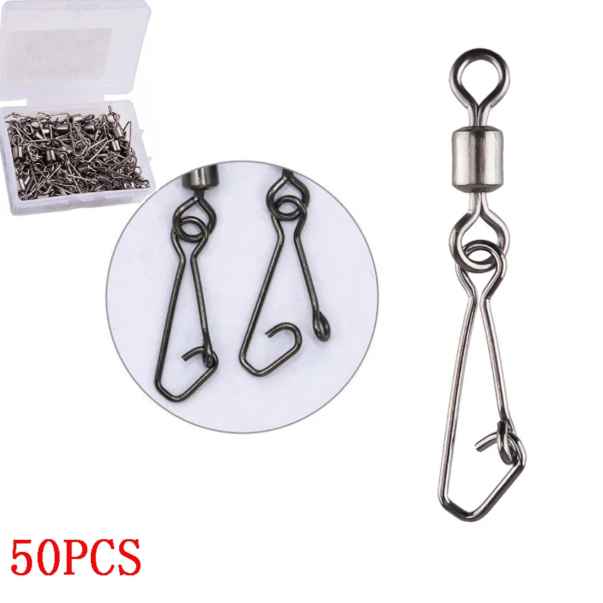 50PCS/box Fishing Connector Barrel Swivels Snap Rolling Swivels For Fishing Hooks Link Fishing Lures Accessories
50PCS/box Fishing Connector Barrel Swivels Snap Rolling Swivels For Fishing Hooks Link Fishing Lures Accessories