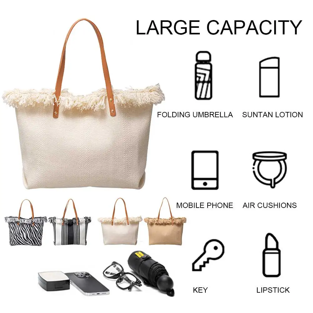 Women Travel Shoulder Bag with Tassel Canvas Simple Shoulder Bag Large Capacity Casual Tote Handbag Daily Bag for Female
Women Travel Shoulder Bag with Tassel Canvas Simple Shoulder Bag Large Capacity Casual Tote Handbag Daily Bag for Female