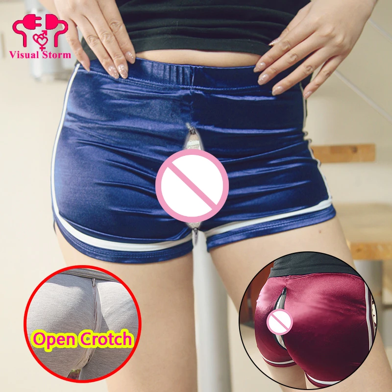

Woman Outdoor Sex Pants Zippers Open Croch Thin Shorts Exotic Summer New Push Up Color Crotchless Panties Sexy Beach Short Pant