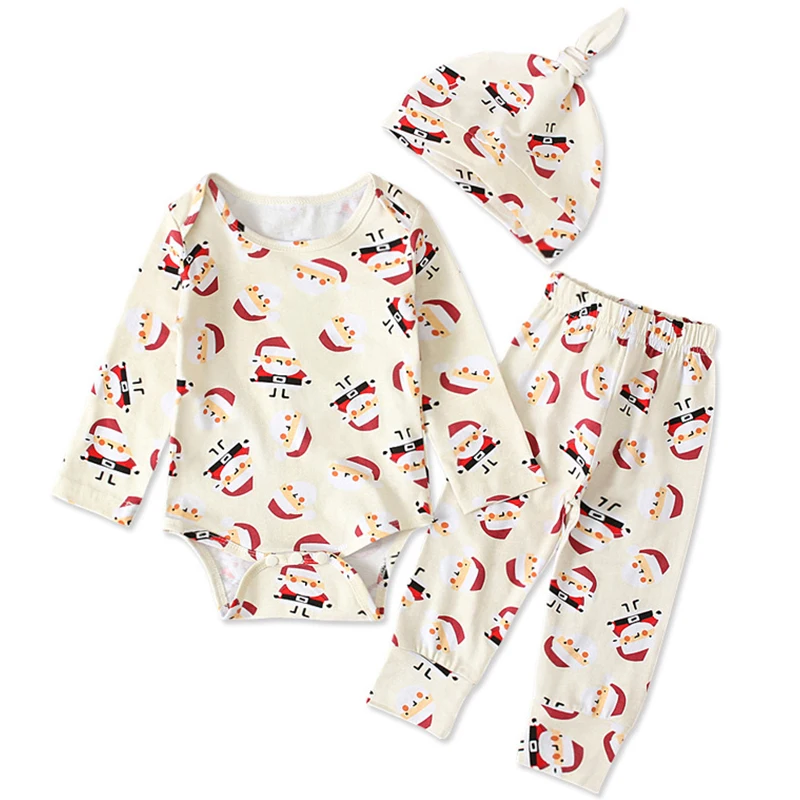 

Fall Infant Clothing Set Newborn Photography Baby Girls Boys Clothes Cartoon Cute Christmas Santa Claus Bodysuit+Pants+Hat 2000