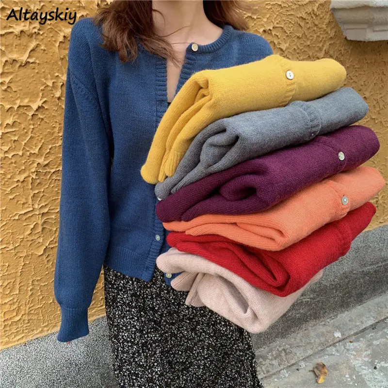 

Cardigans Women 8 Colors Kawaii Cozy Japanese Style Leisure Students All-match Simple O-neck Knitted College Clothes Ulzzang BF