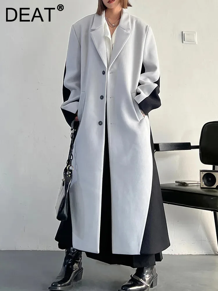 DEAT Fashion Women's Woolen Coat Contract Color Notched Single Breasted Split Pockets Loose Overcoat Winter 2023 New 7AB1970
DEAT Fashion Women's Woolen Coat Contract Color Notched Single Breasted Split Pockets Loose Overcoat Winter 2023 New 7AB1970