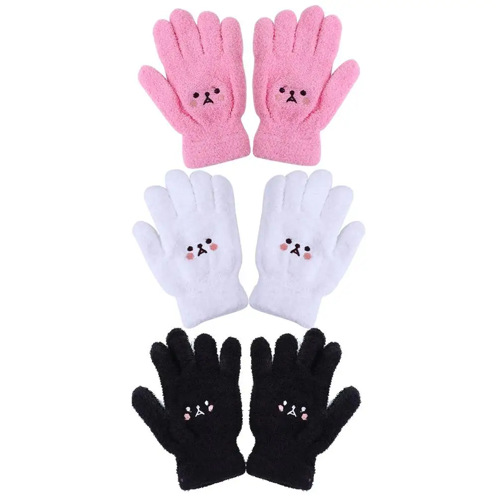 

Cute Soft Smile Autumn And Winter Plus Velvet Knitted Gloves Female Gloves Touch Screen Gloves Full finger Gloves Wool Mittens