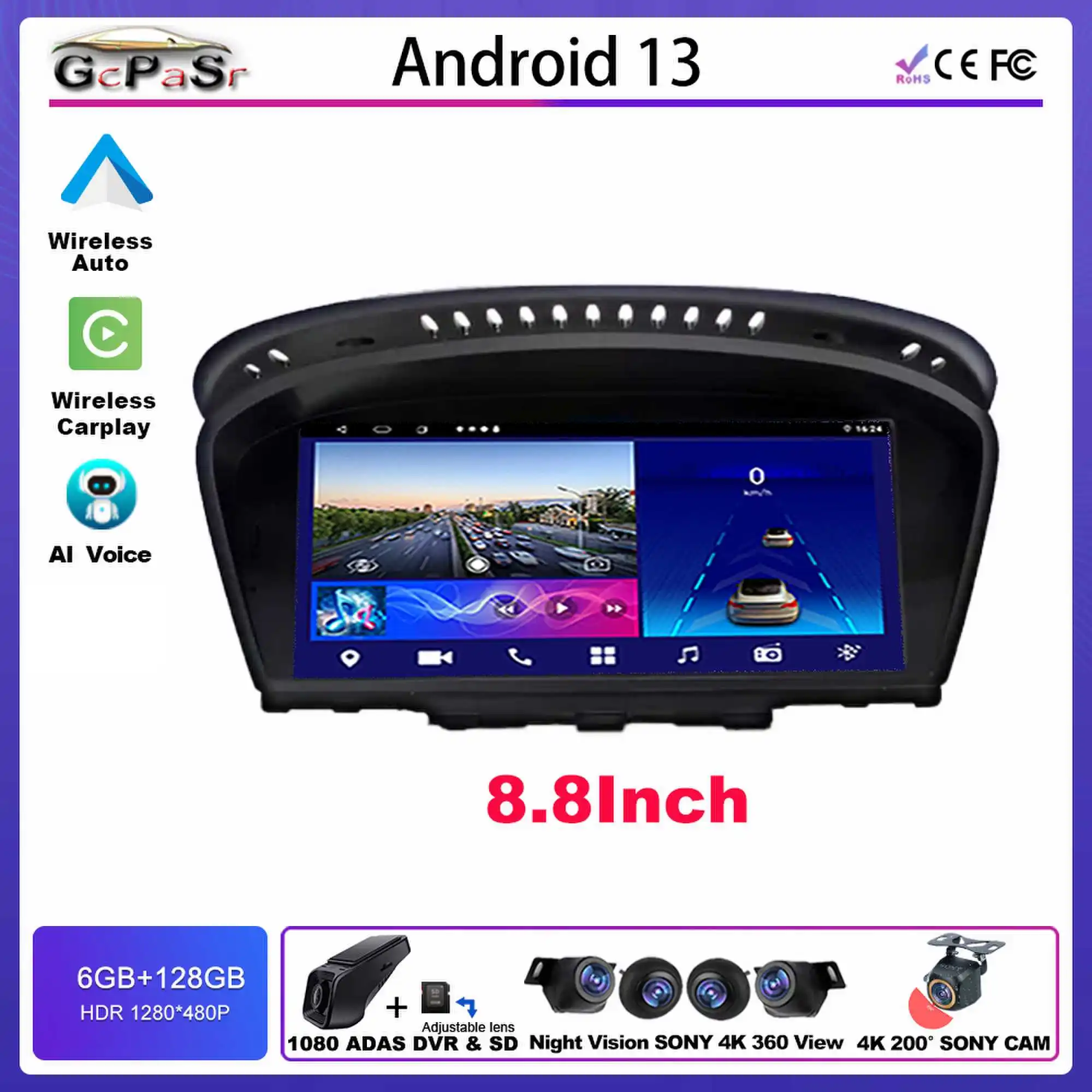 8.8 Inch Car Radio Android For BMW 5 3 SERIES E60 E61 E62 E63 E90 E91 E92 E93 CCC CIC Multimedia Pantalla Carplay Coche Display
8.8 Inch Car Radio Android For BMW 5 3 SERIES E60 E61 E62 E63 E90 E91 E92 E93 CCC CIC Multimedia Pantalla Carplay Coche Display