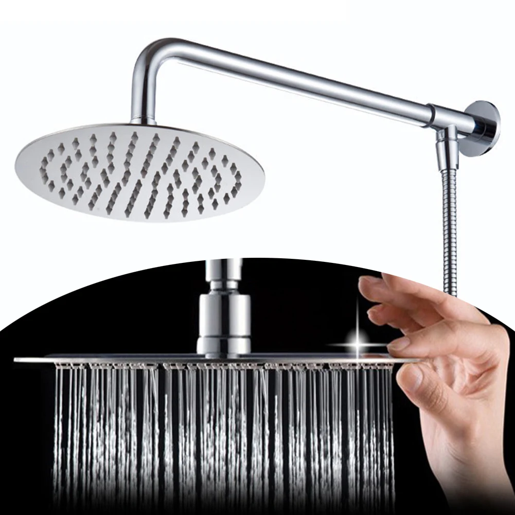 

Large Round Shower Head Bath Shower Head Waterfall Chrome Rainfall Overhead Kit Faucet Replacement Parts