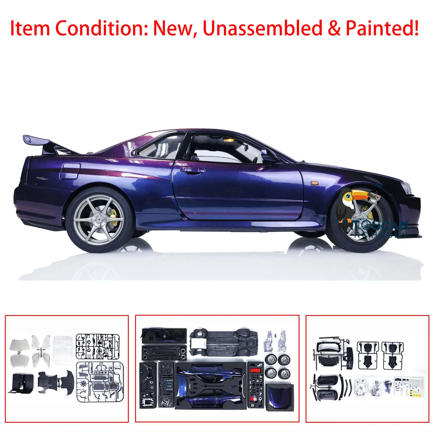 

In Stock Capo 1/8 RC Racing Car Vehicle Model for GTR R34 Remoted Drifting Painted W/O Electrical Kit Parts Toucan Vehicle Toys