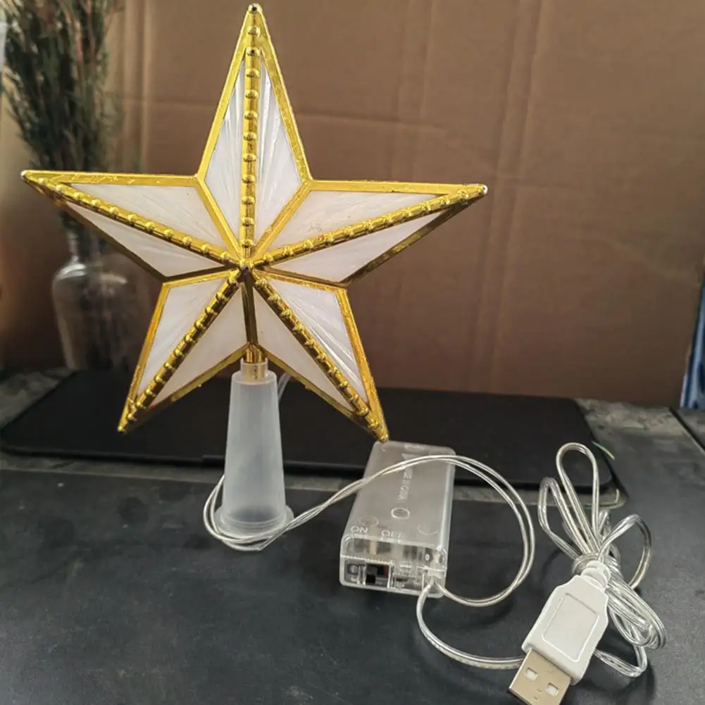 

Christmas Tree Top Star Party Decoration Sparkling Led Christmas Tree Topper Waterproof Glowing Five-pointed Star Ornament
