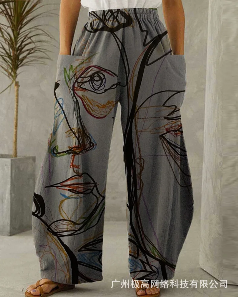 Figure Print High Waist Pants Women Loose Wide Leg Pants Fashion Casual Spring Summer Trousers Full Lengh Dress
Figure Print High Waist Pants Women Loose Wide Leg Pants Fashion Casual Spring Summer Trousers Full Lengh Dress