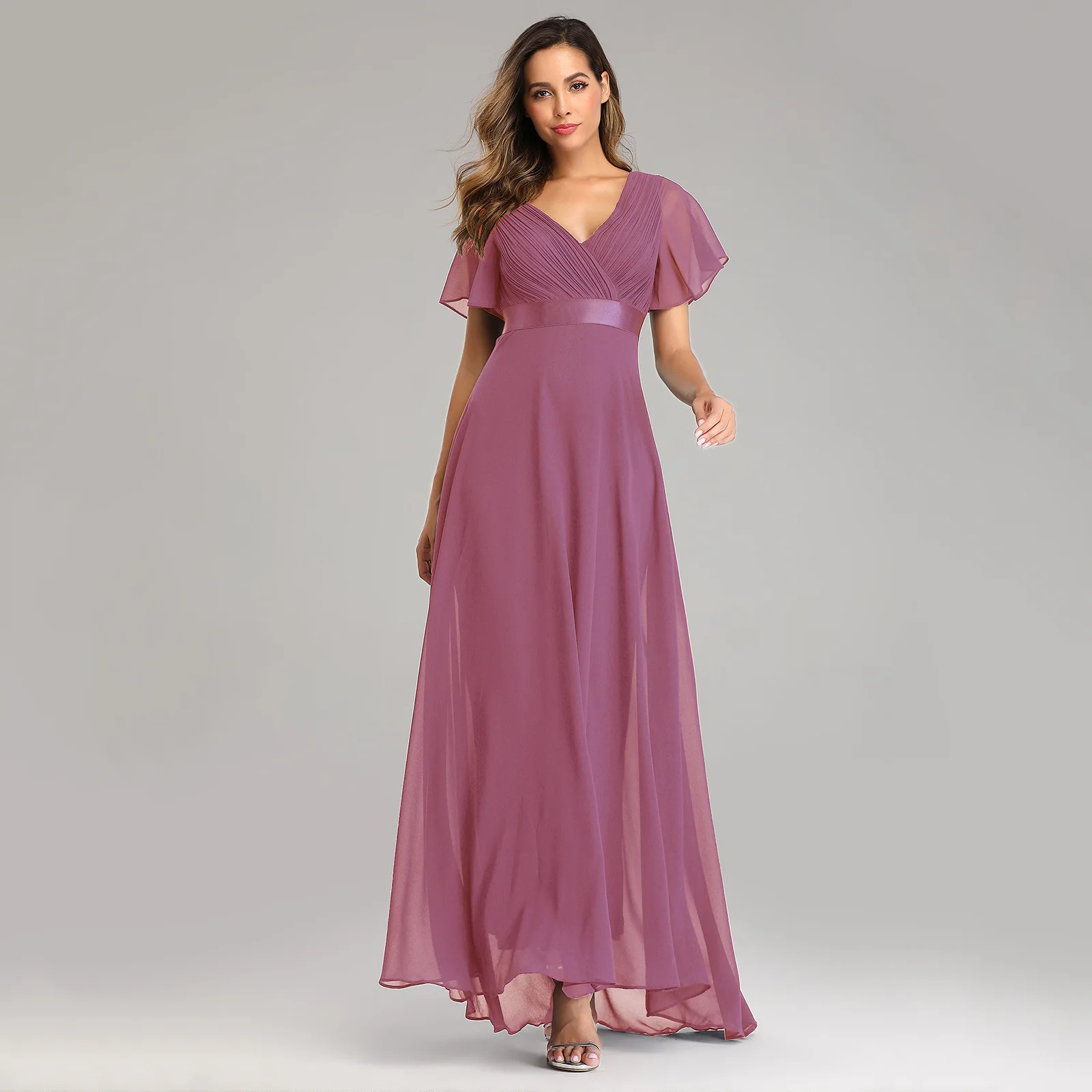 New Style Women V-Neck Chiffon Dress Wedding Evening Party Long Dress Elegant Party Red Dresses For Women, Plus Size 1 Mallzona S75f76ec34d304dbfb6979023ddf7efc9H New Style Women V-Neck Chiffon Dress Wedding Evening Party Long Dress Elegant Party Red Dresses For Women, Plus Size Mallzona