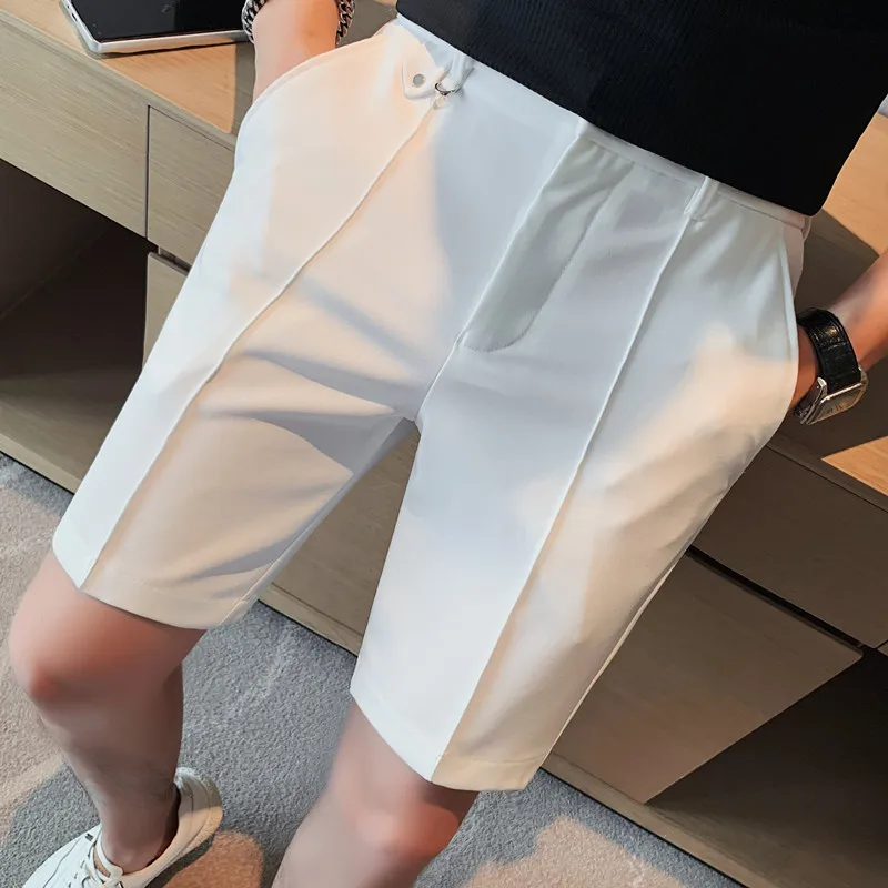 

2023 New Five-point Pants Men's Summer Trend Casual 5 Points Mid Pants Wild Youth Loose White Suit Shorts Bermuda Masculina