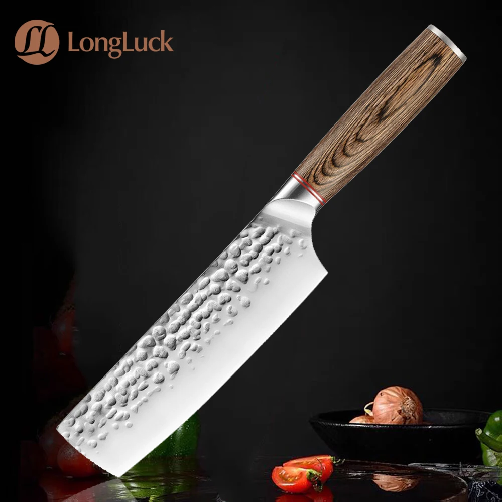 

Кованый кухонный нож шеф-повара из нержавеющей стали, профессиональный острый китайский Мясницкий ножи накири, 7-дюймовая цветная деревянная ручка