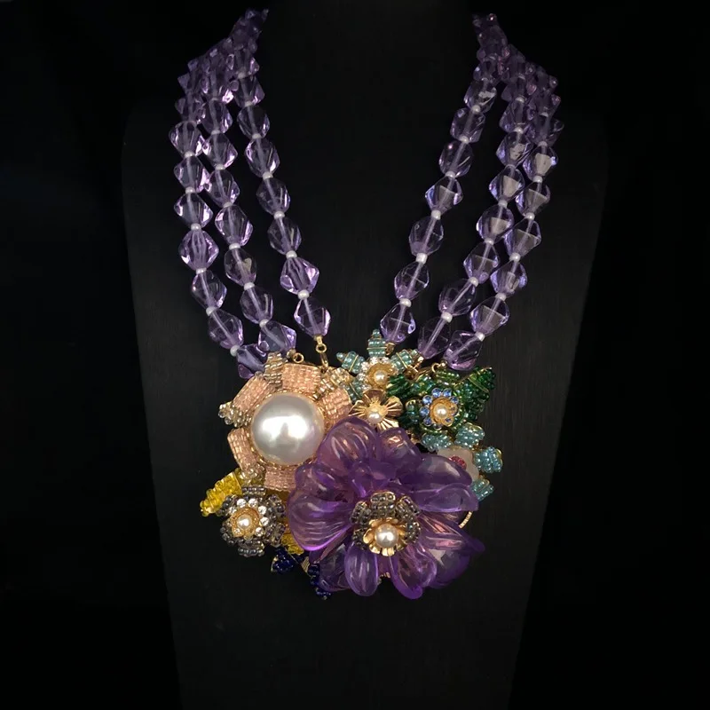 New European and American high quality medieval jewelry fresh sweet purple glass multi-layer necklace hand-woven high-grade 2 Mallzona S75fb8adac9f84443a4fd8e3daca763b5p New European and American high quality medieval jewelry fresh sweet purple glass multi-layer necklace hand-woven high-grade Mallzona