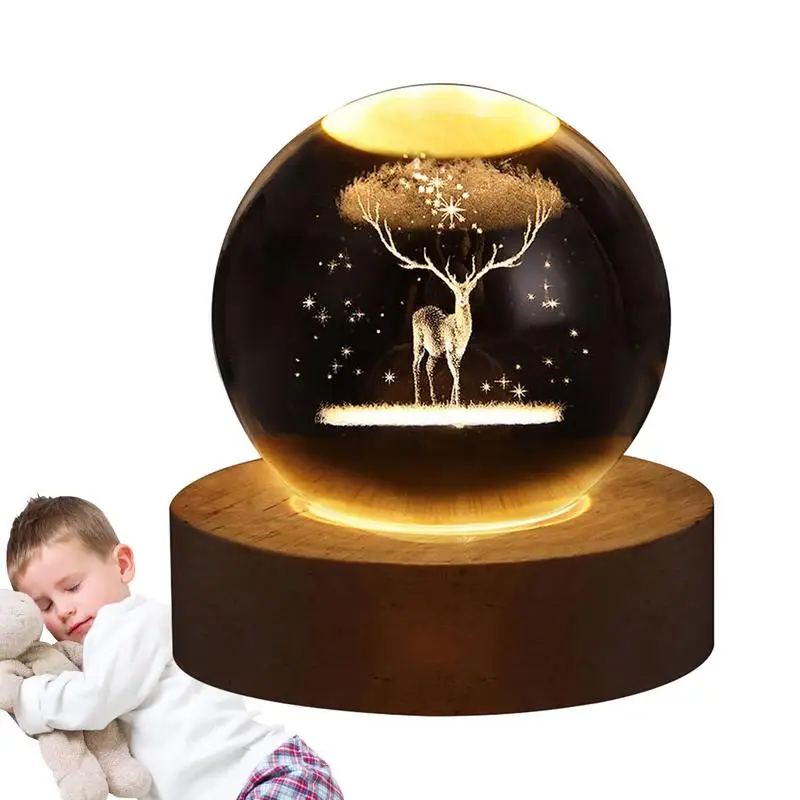 

Хрустальный 3D шар в виде оленя, хрустальный шар, ночник, статуэтка оленя, подарок для женщин, лампа, товары для домашнего декора, Прочный идеальный подарок