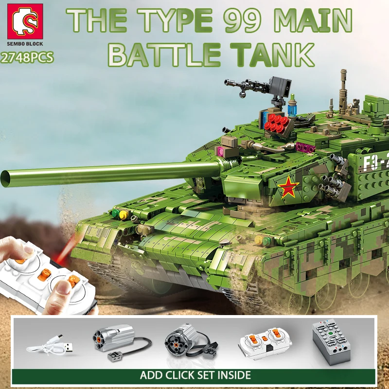 Военный основной боевой танк SEMBO BLOCK RC 99A, тяжелое оружие, строительные блоки, строительная игрушка для мальчиков и девочек
Военный основной боевой танк SEMBO BLOCK RC 99A, тяжелое оружие, строительные блоки, строительная игрушка для мальчиков и девочек