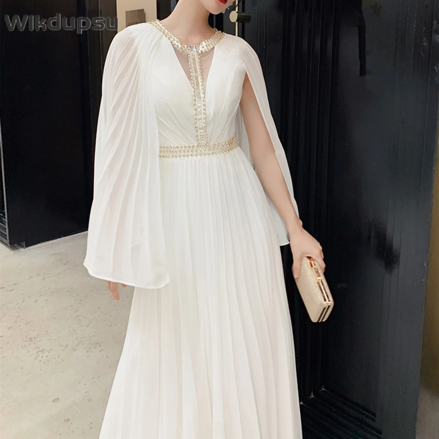 Luxury Designer Long Maxi Dress Women Formal Evening Wedding Prom Party Cape Floor Length Dresses Female White Dubai Arabic Gown
Luxury Designer Long Maxi Dress Women Formal Evening Wedding Prom Party Cape Floor Length Dresses Female White Dubai Arabic Gown