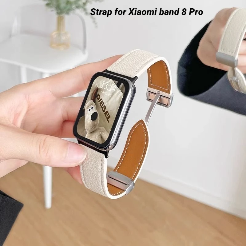 

Magnetic Strap For Xiaomi band 8 Pro Cow Leather Sport Watchband For Mi band 8 Pro Woman Man Strap SmartWatch Correa Bracelet