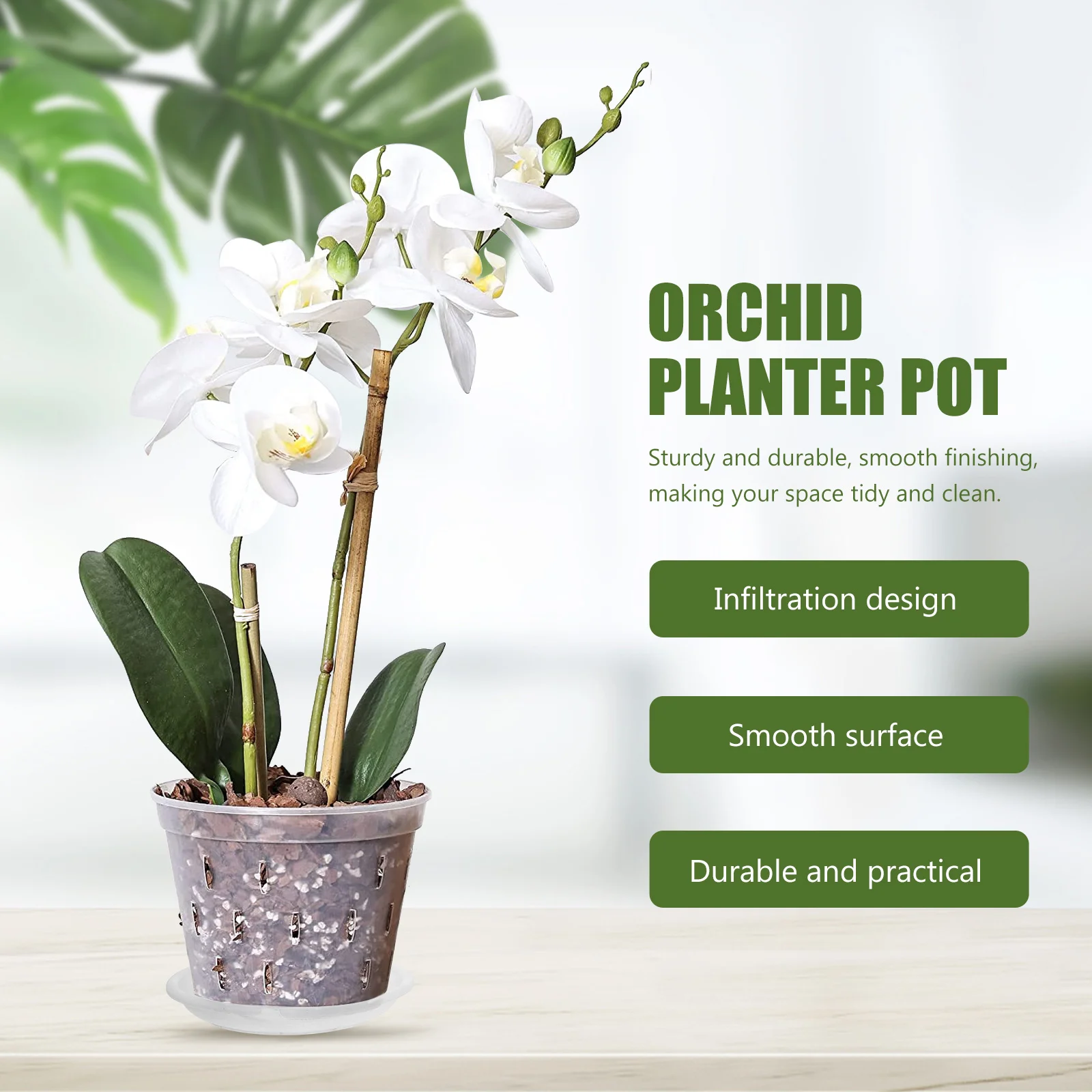 

Orchid Pot Pots Plant With Flower Plastic Tray Nursery Planter Planting Clear Holes Hydroponic Cup Container Plants For Net