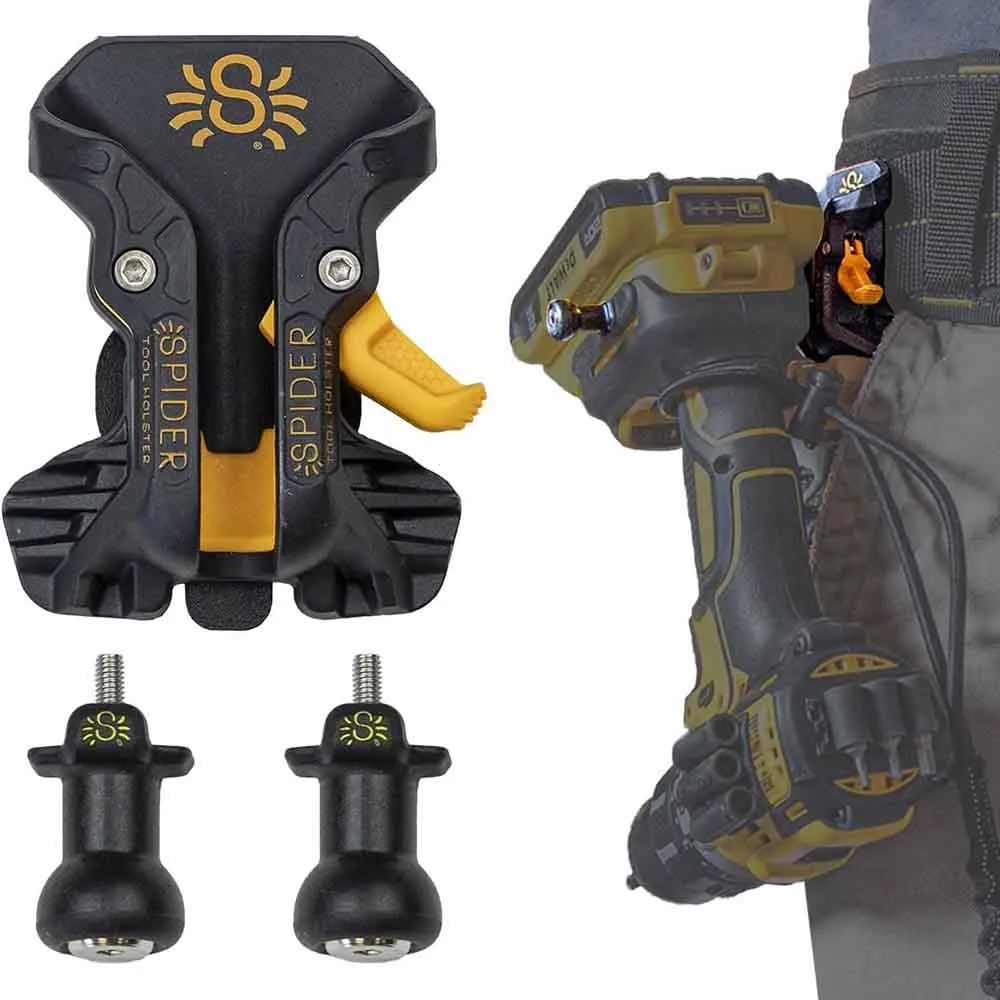 Spider Pro Tool Holster - Upgraded, Self Locking, Quick Draw Universal Tool Holder with Ambidextrous Thumb Lock
Spider Pro Tool Holster - Upgraded, Self Locking, Quick Draw Universal Tool Holder with Ambidextrous Thumb Lock