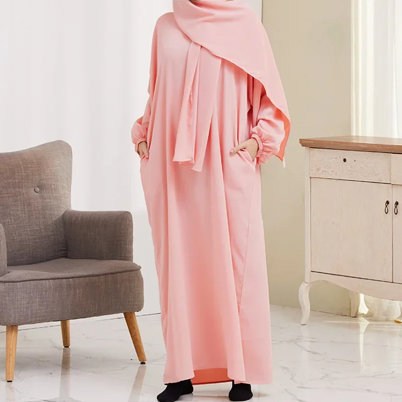 

Eid Muslim Dress Women Abaya Kimono Khimar Hijab Dresses Solid Kaftan Kebaya Ramadan Abayas Jilbab Long Robe Eid Islam Clothing