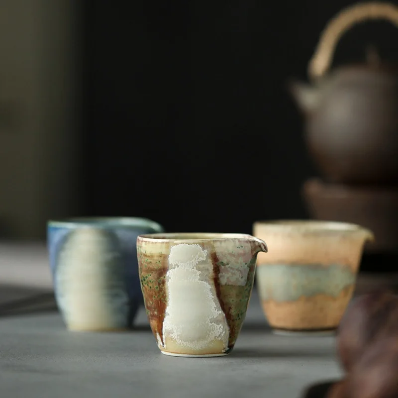 

★Mr. Qing Jingdezhen Handmade Coarse Pottery Pitcher Antique Tea Pot Fair Cup Kong Fu Tea Set Han Style