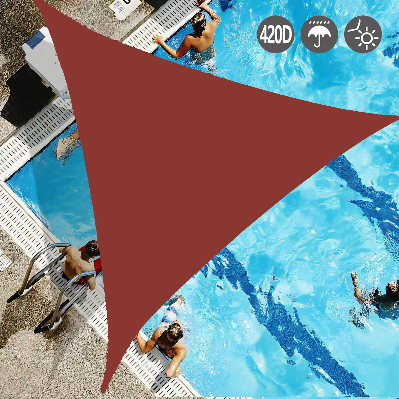 

Солнцезащитный парус, 2x2 водонепроницаемый внешний Фотофон, 95% УФ-защищенный треугольный навес для двора, защита для бассейна внутреннего дворика