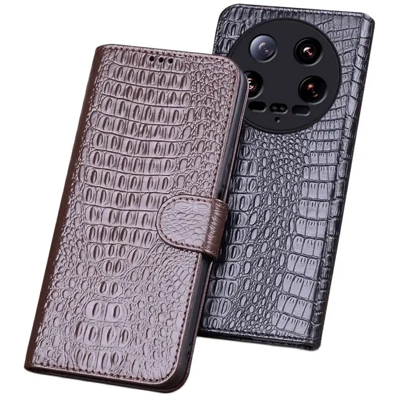 

Genuine Leather Magnet Clasp Phone Cover Case For Xiaomi Mi 14 13 12s 11 Ultra Kickstand Holster Cases Protective Full Funda