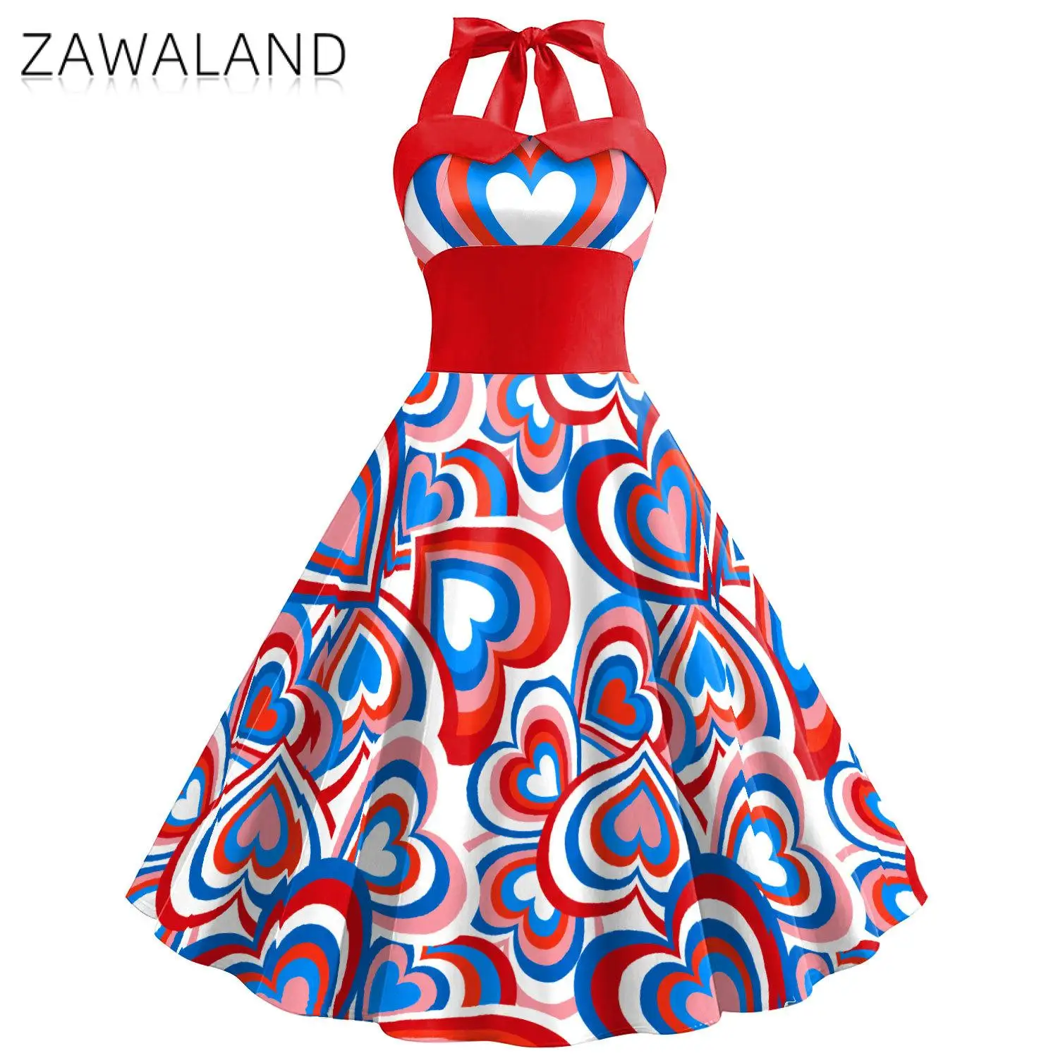 Zawaland модное платье с принтом для женщин, летнее Сексуальное Женское Платье для косплея на День независимости, платье Y2K, платье в стиле рокабилли