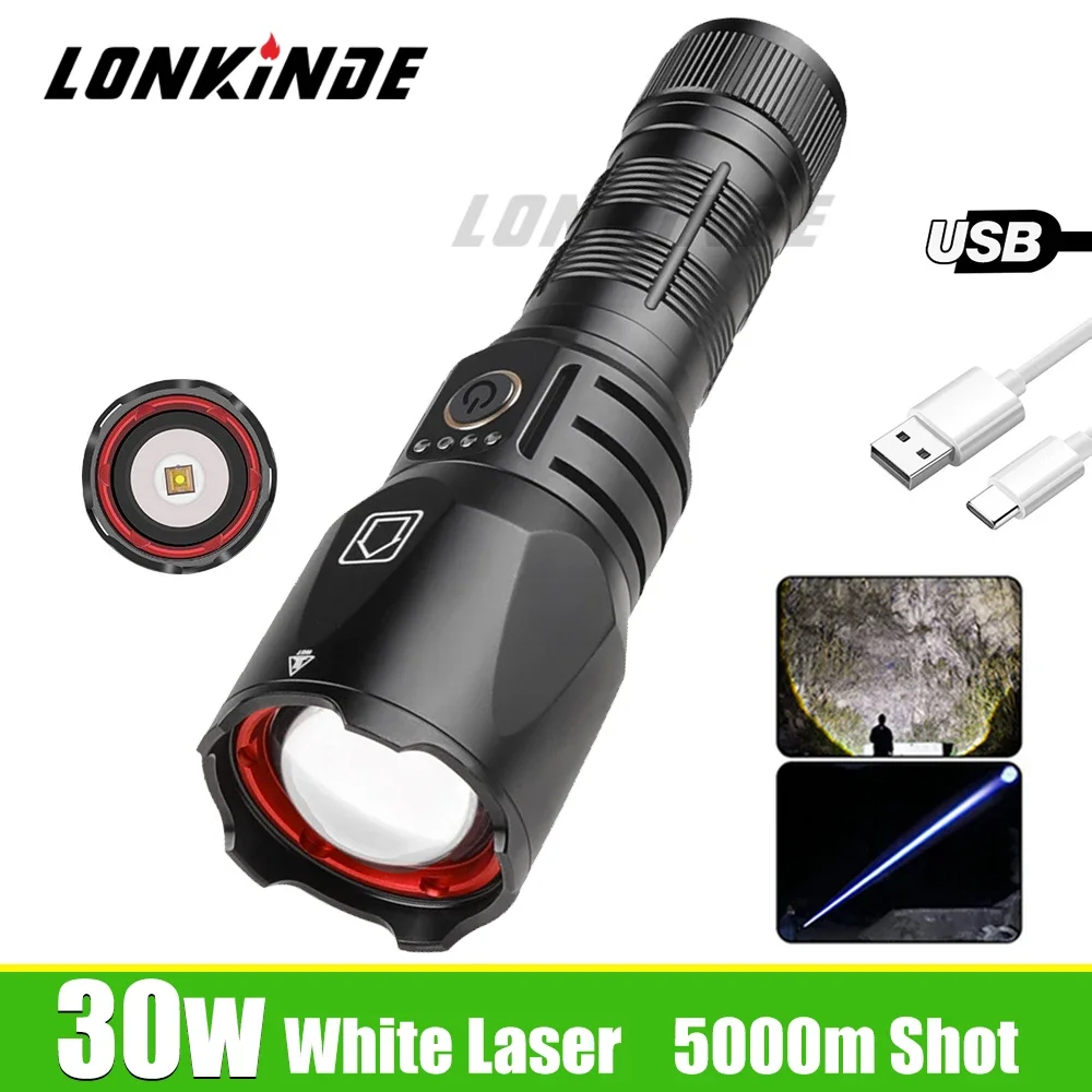 High-power 5KM Long Range Telescopic Focusing Strong Light Flashlight Type-c Smart Charging With Power Bank Function for Outdoor
High-power 5KM Long Range Telescopic Focusing Strong Light Flashlight Type-c Smart Charging With Power Bank Function for Outdoor