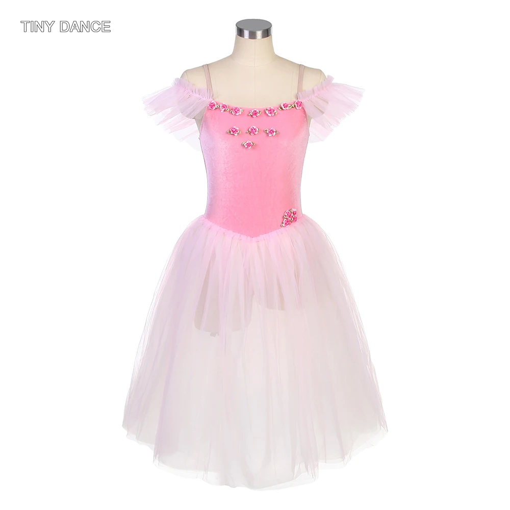 

Pink Velvet Bodice and Soft Tulle Long Ballet Tutu for Girls & Women Dancing Dress Adult Ballerina Costume Romantic Tutu 18582