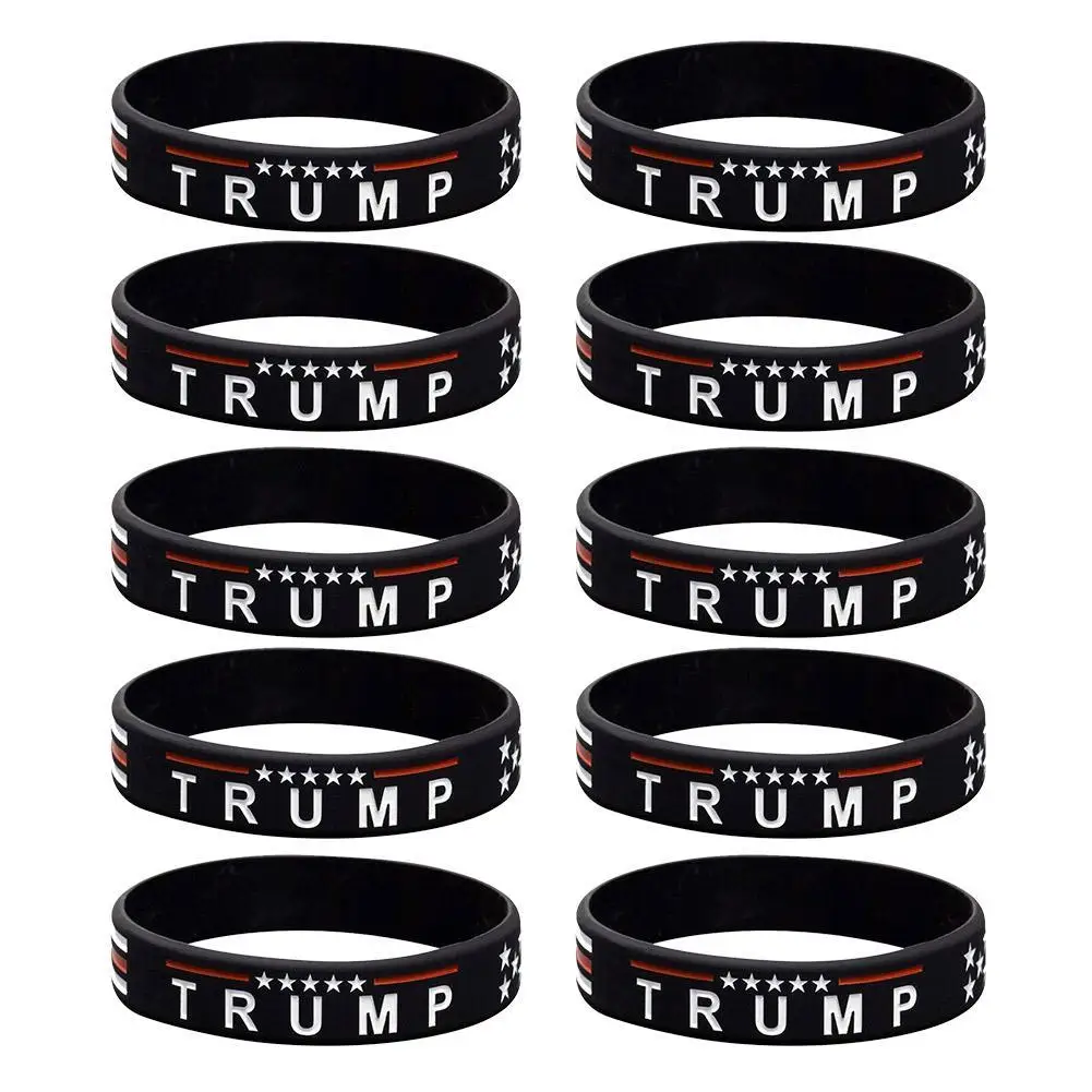 

10X 2024 Trump Keep America Great for President Silicone Bracelets Inspirational Motivational Wristbands Adult Unisex Bracelet