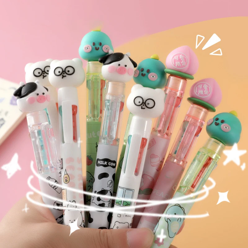 20Pcs/Lot Kawaii Cartoon 4 Colors Ballpoint Pen Cute Cow Bear Dinosaur Peach Multicolor Pens School Office Writing Stationery
20Pcs/Lot Kawaii Cartoon 4 Colors Ballpoint Pen Cute Cow Bear Dinosaur Peach Multicolor Pens School Office Writing Stationery