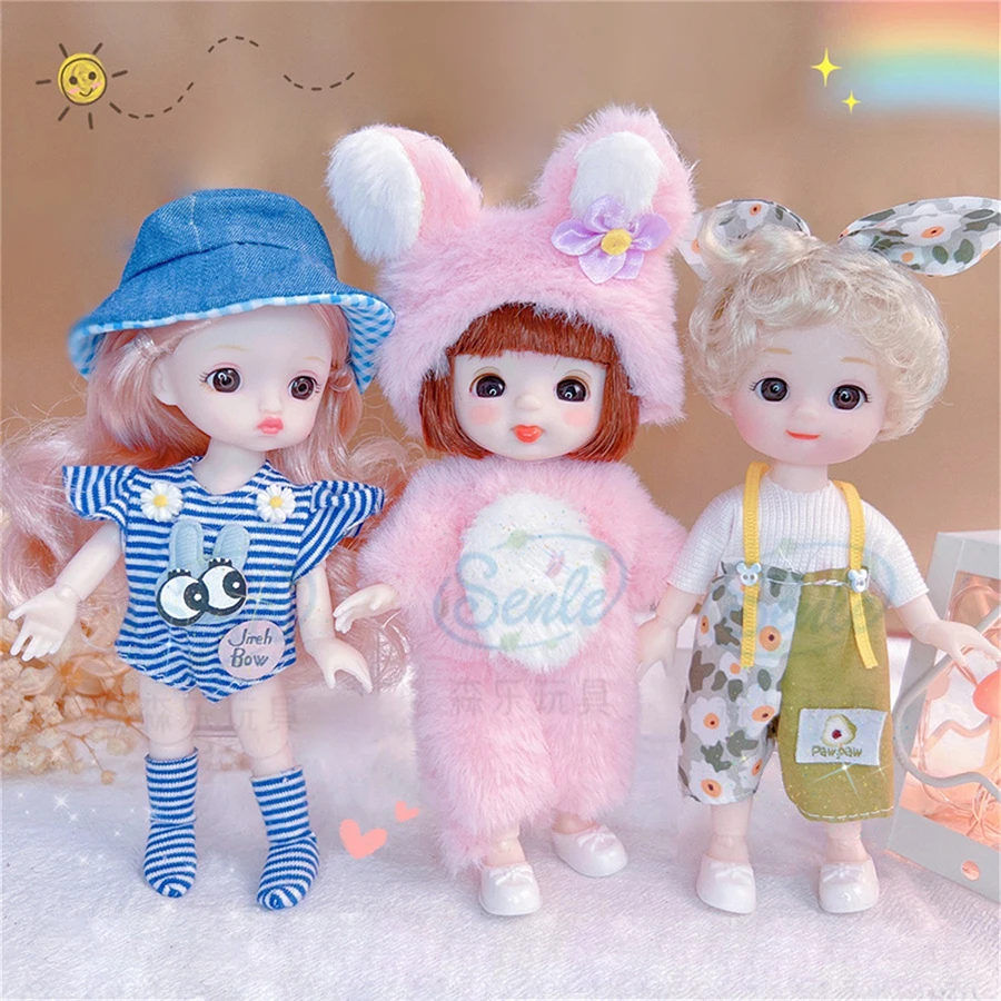 Mini Doll 16cm 13 Movable Joints Cute Smile Face Shape and Bunny Ears Clothes Suit Bjd Doll 17 cm Toy Best Gift for Kids
Mini Doll 16cm 13 Movable Joints Cute Smile Face Shape and Bunny Ears Clothes Suit Bjd Doll 17 cm Toy Best Gift for Kids