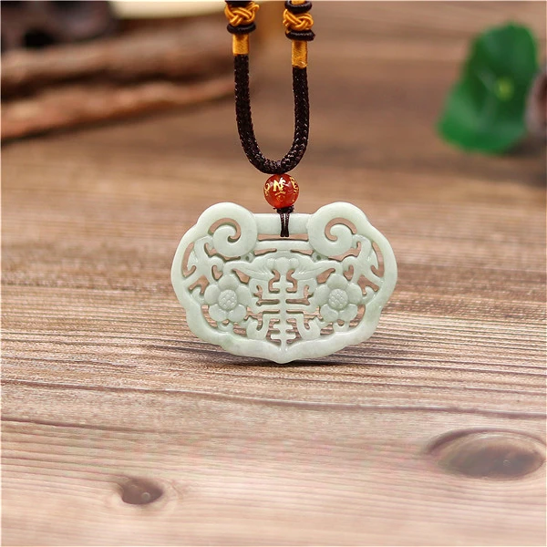 

Natural White Chinese Jade Bat Pendant Flower Necklace Fashion Charm Jewelry Double-sided Hollow Carved Amulet Gifts for Her Men