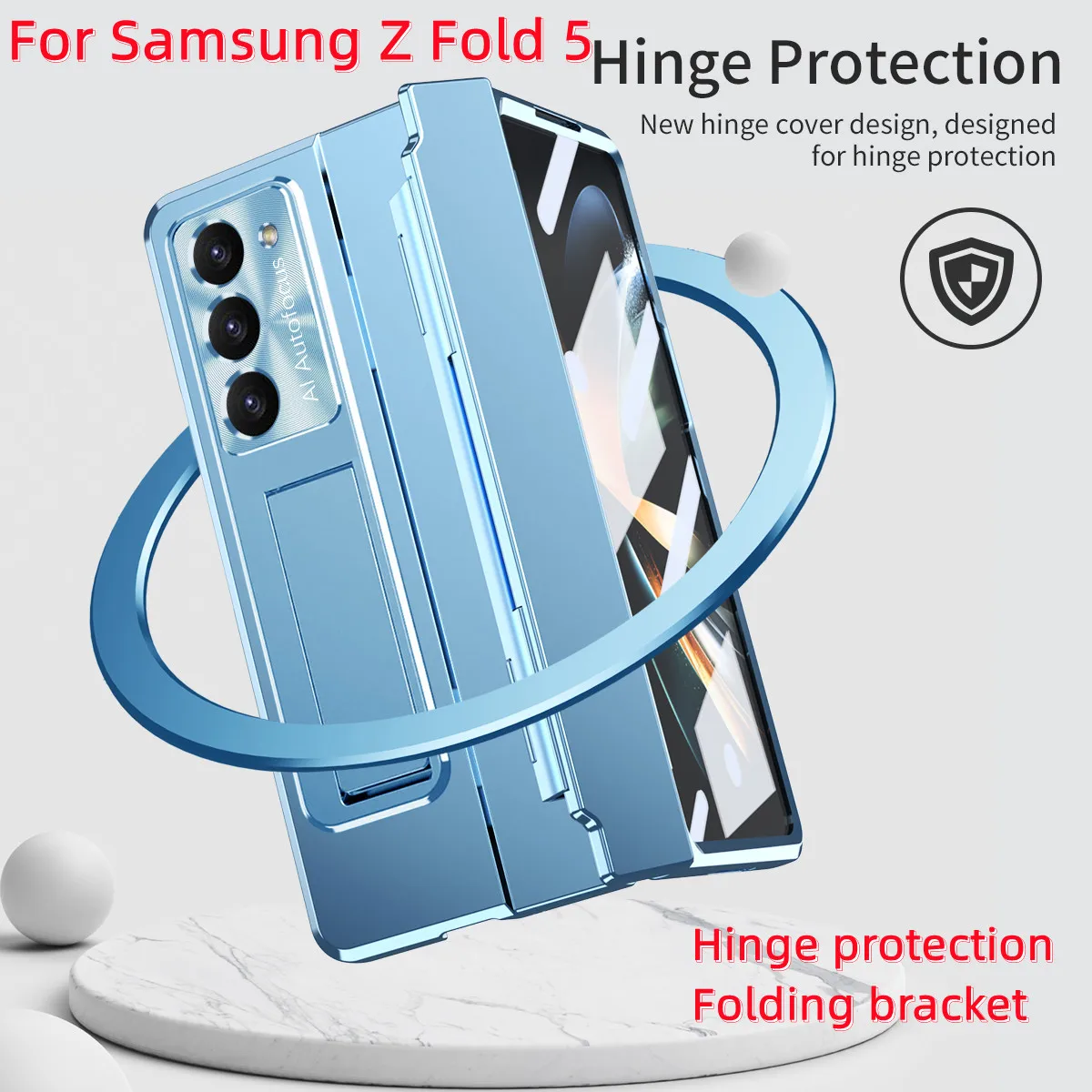 

Армированный чехол для телефона Samsung Z, складной, 5 дюймов, с плоскими петлями, полный комплект поставляется со стеклянной передней пленкой и складным кронштейном