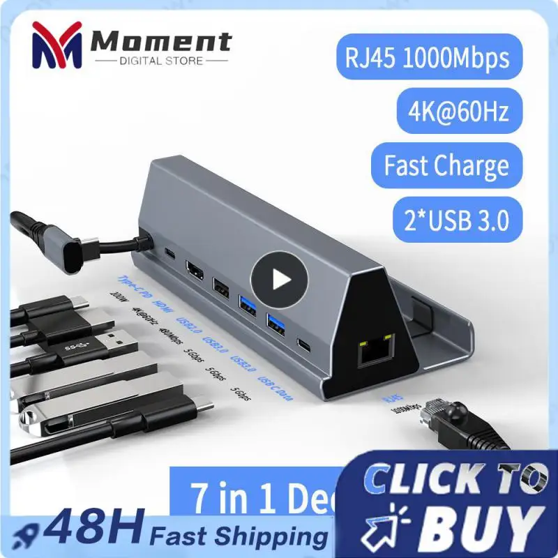 in 1 USB 3.0 4K 60Hz Type C Hub 7 Ports RJ45 1000Mbps PD 100W USB C Charger Stand Holder for Steam Deck Docking Station Switch
in 1 USB 3.0 4K 60Hz Type C Hub 7 Ports RJ45 1000Mbps PD 100W USB C Charger Stand Holder for Steam Deck Docking Station Switch