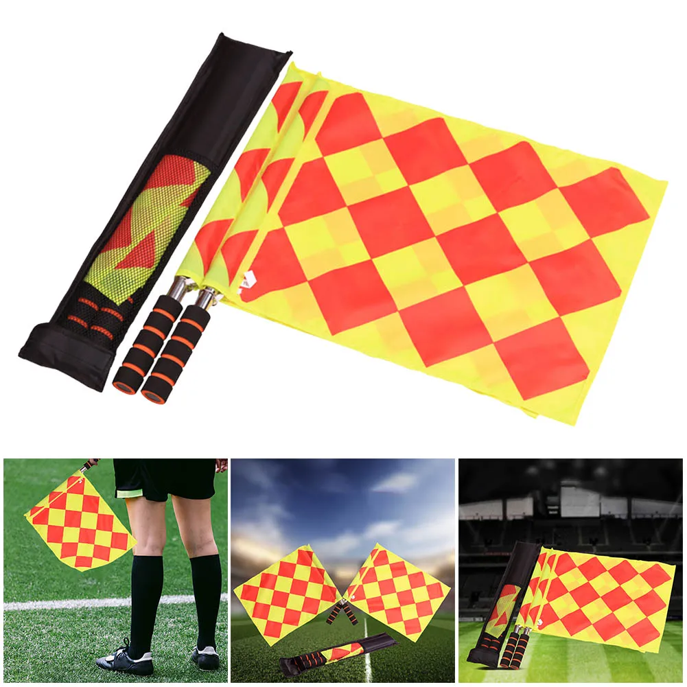 

2pcs Soccer Referee Flags Football Linesman Flag Sports Games Referee Equipment Brazilian Football Match Team Training Accessory