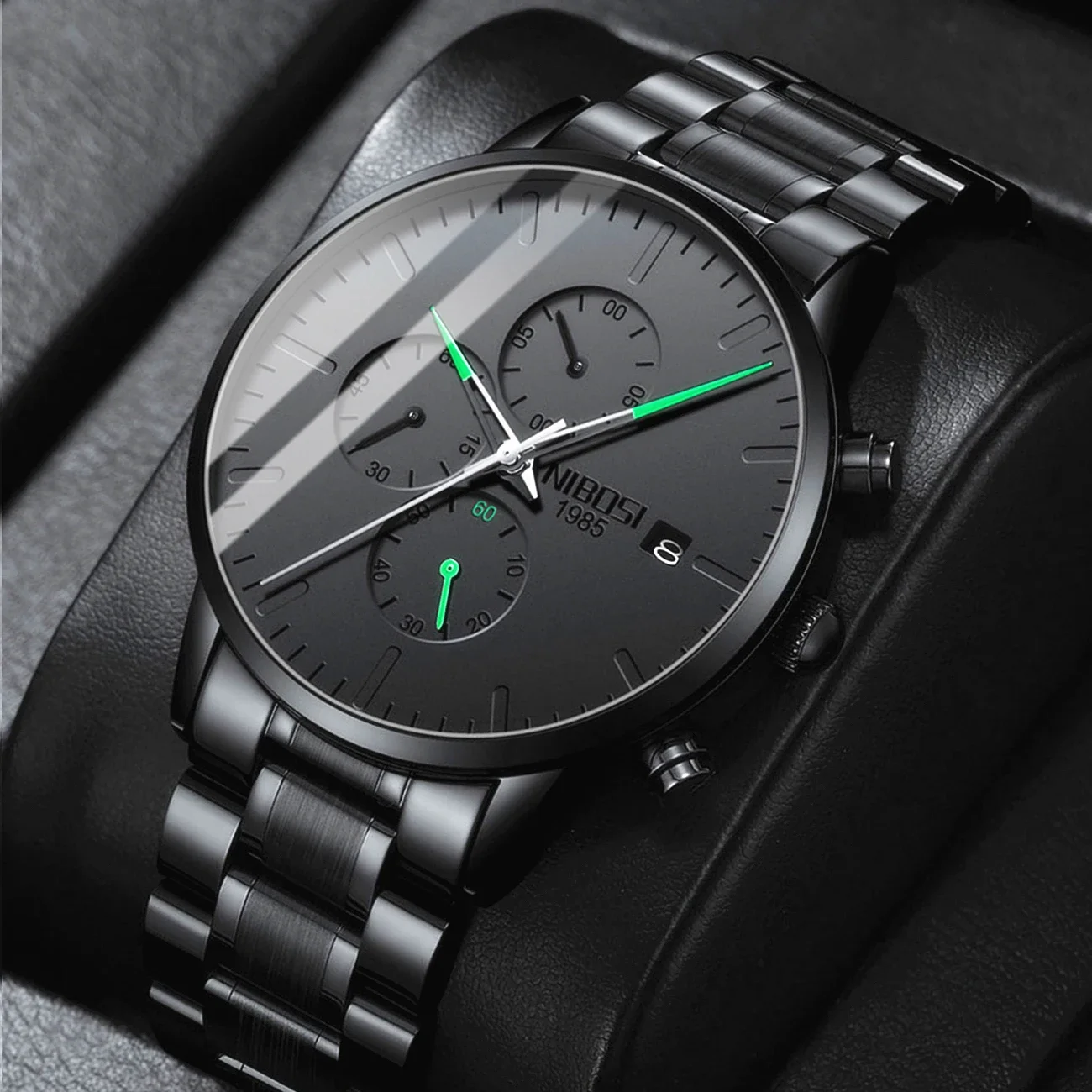 

2024 NIBOSI Black Samurai Men's Watches Top Brand Luxury Watch for Men Waterproof Reloj Hombre Relogios Masculino Montre Homme
