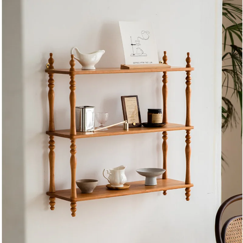 

Middle Ancient Style Storage Rack Solid Wood Multi-layer Display Stand Restaurant Cup Holder Stable Load-bearing Shelf Divider