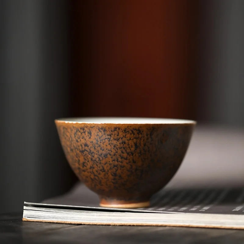 

★Mr. Qing Raw Ore High Temperature Glaze Kiln Tiger Pattern Metal Glaze Stoneware Master Cup Ceramic Cup Jingdezhen Hand Drawing