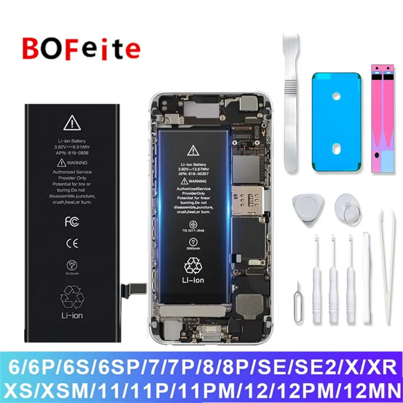 BoFeite Original ic Battery For Iphone 5 6s 6Plus 7 8 Plus X XR XS MAX Phone Battery For APPLE 11 12 pro max Lithium ion Battery
BoFeite Original ic Battery For Iphone 5 6s 6Plus 7 8 Plus X XR XS MAX Phone Battery For APPLE 11 12 pro max Lithium ion Battery
