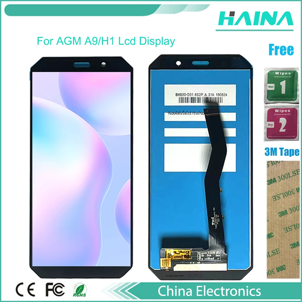 

For AGM A9 LCD ekran ve dokunmatik ekran için 5.99 "montaj telefonu aksesuarları AGM H1 lcd onarım bölümü + Tools+ glue