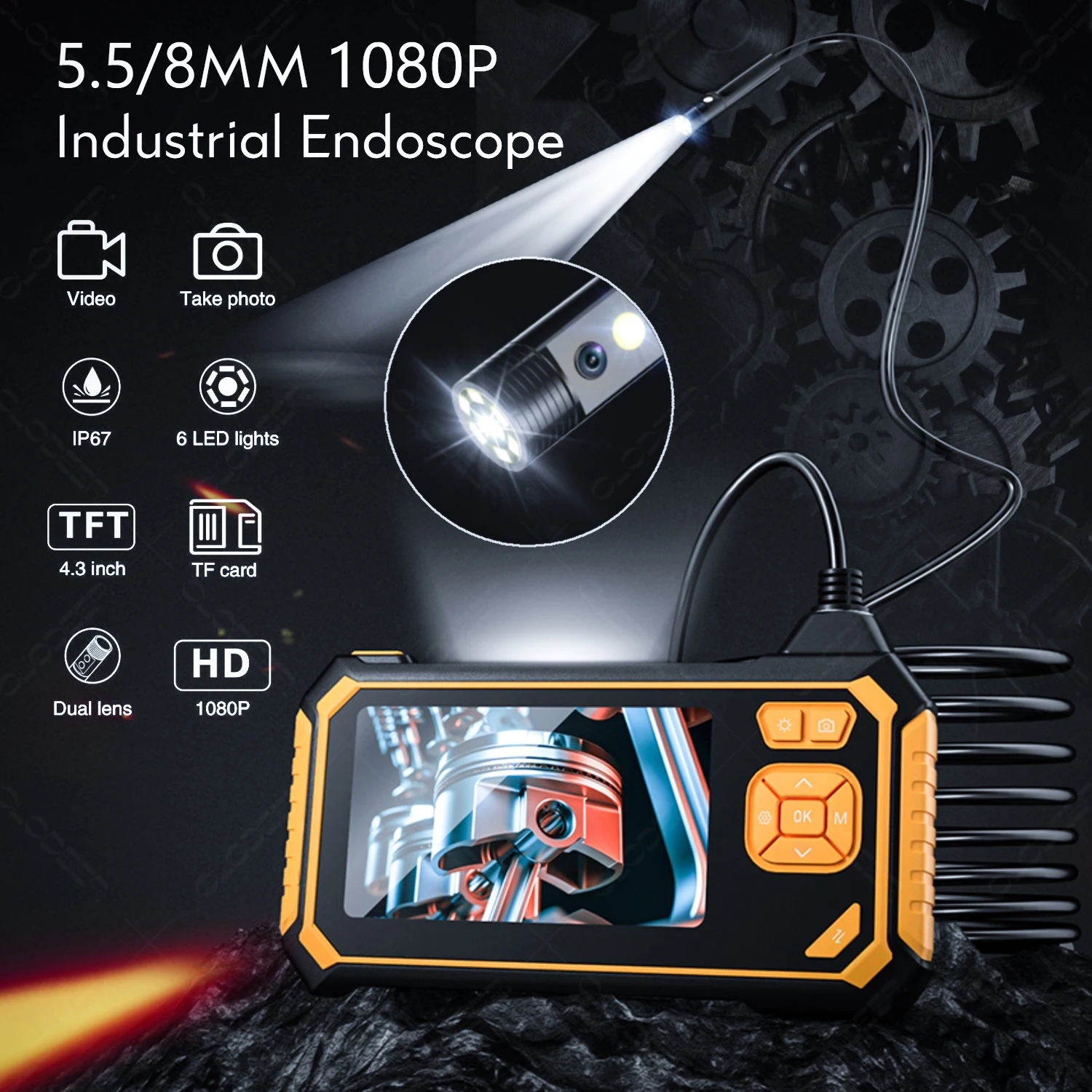 5.5/8mm Dual Lens Automotive Boroscope Stethoscope Sewer Industrial Endoscopy 1080P Full Hd Camera For Cars Inspection Tools
5.5/8mm Dual Lens Automotive Boroscope Stethoscope Sewer Industrial Endoscopy 1080P Full Hd Camera For Cars Inspection Tools