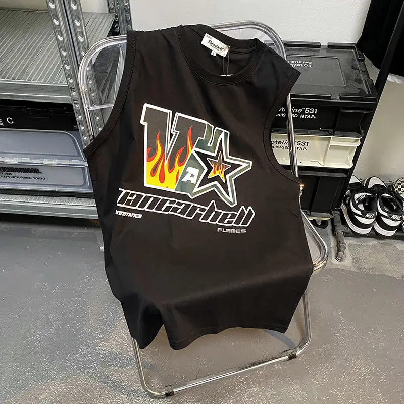 American high street hiphop flame letter print sleeveless T-shirt summer street hip hop vest pure cotton vest for men y2k tops
American high street hiphop flame letter print sleeveless T-shirt summer street hip hop vest pure cotton vest for men y2k tops