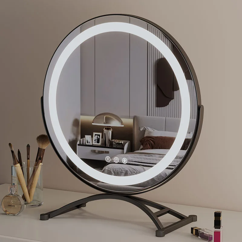 

Vanity Mirror with Lights Round LED Lighted Up Makeup Mirror Touch Screen with 3-Color Lighting Dimmable for Room Desk Tabletop