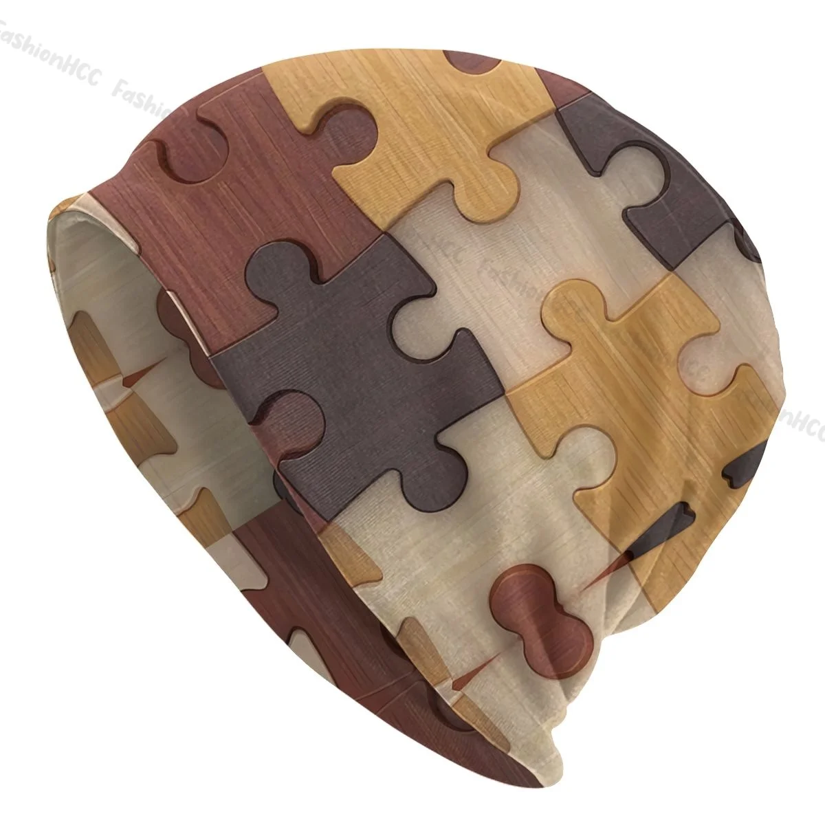 

Jigsaw Puzzle Skullies Beanies Caps Jigsaw Wooden Puzzle Pattern Design Thin Hat Autumn Bonnet Hats Men Women's UnisexThin Cap
