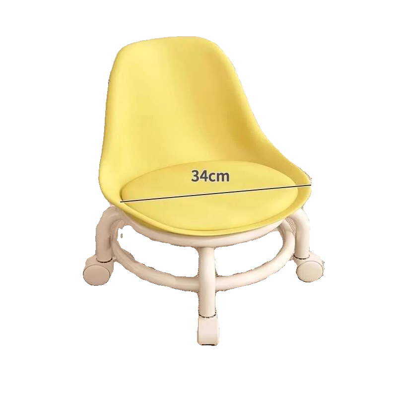 

Universal Wheel Small Stool, Soft Seat Pulley Low Stool, Children's Chair Backrest, Round Stool, Household Beauty Sewing CP