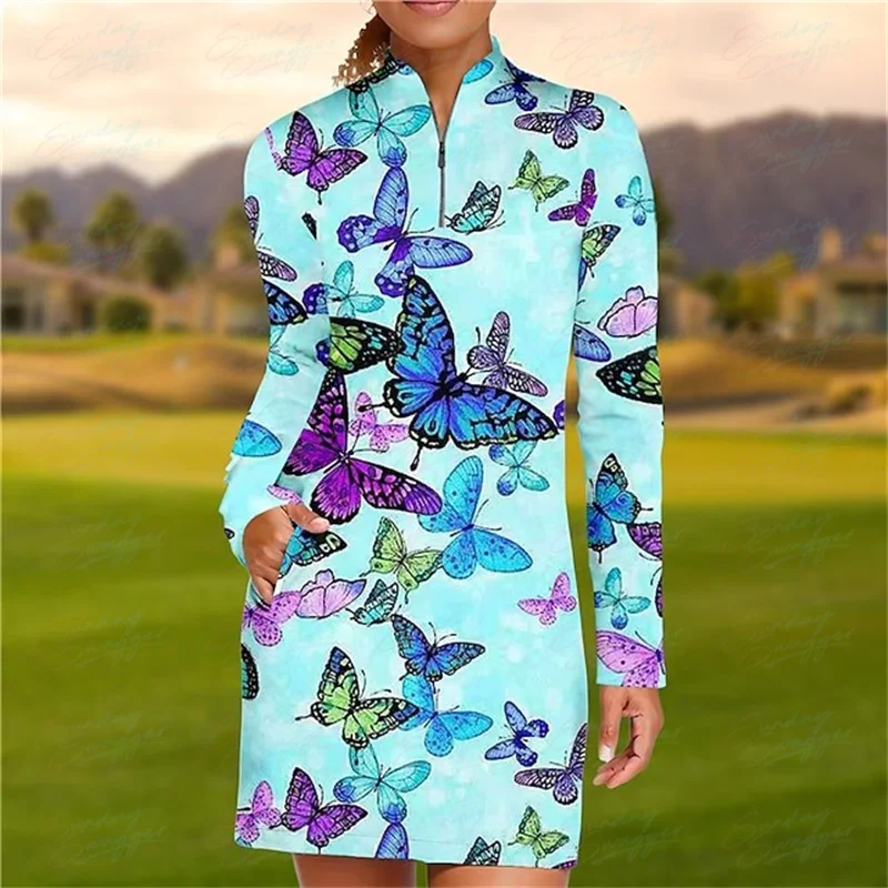Autumn Golf Women's Butterfly Print Leisure Long Sleeve Dress Fitness Comfortable Long Sleeve Dress Outdoor Sports Short Dress
Autumn Golf Women's Butterfly Print Leisure Long Sleeve Dress Fitness Comfortable Long Sleeve Dress Outdoor Sports Short Dress