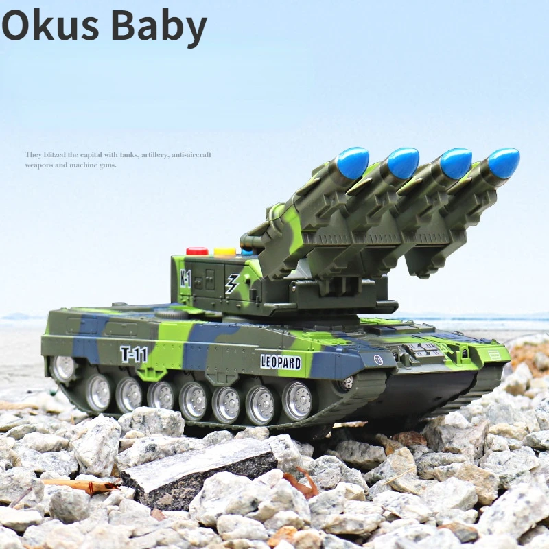 360° Rotating Children's Toy Tank Simulation Model Tiger Military Armored Missile Tank Car Model Sounding Glowing Toy Boy Gift
360° Rotating Children's Toy Tank Simulation Model Tiger Military Armored Missile Tank Car Model Sounding Glowing Toy Boy Gift